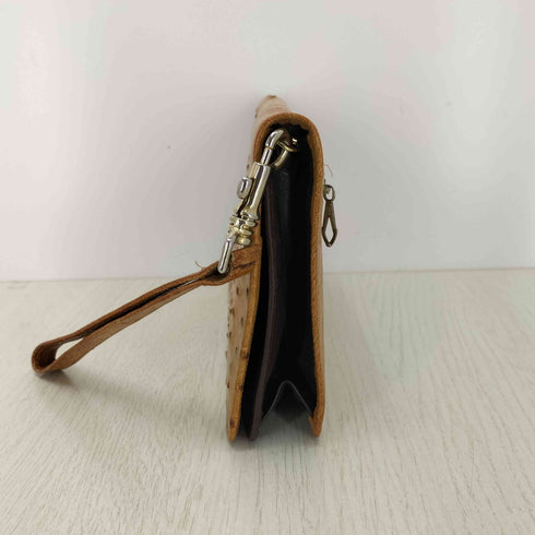 GENUINE LEATHER OSTRICH オーストリッチ レザークラッチバッグ ポーチ レディース
