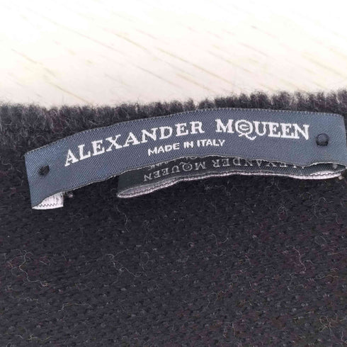 アレキサンダーマックイーン Alexander McQueen フリンジ ウール スカル マフラー Y2K メンズ