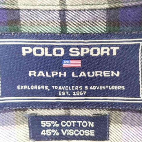 ポロスポーツラルフローレン POLO SPORT RALPH LAUREN 90s チェック柄 コットン レーヨン 長袖 オープンカラーシャツ メンズ LL