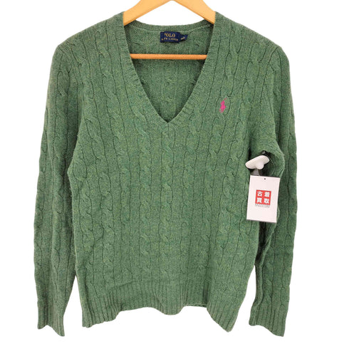 ポロラルフローレン POLO RALPH LAUREN 現行タグ ポニー刺繍 ウールカシミヤ Vネック ケーブルニット メンズ import:S