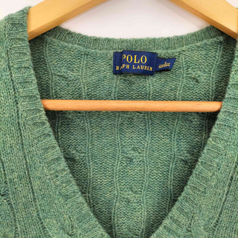 ポロラルフローレン POLO RALPH LAUREN 現行タグ ポニー刺繍 ウールカシミヤ Vネック ケーブルニット メンズ import:S