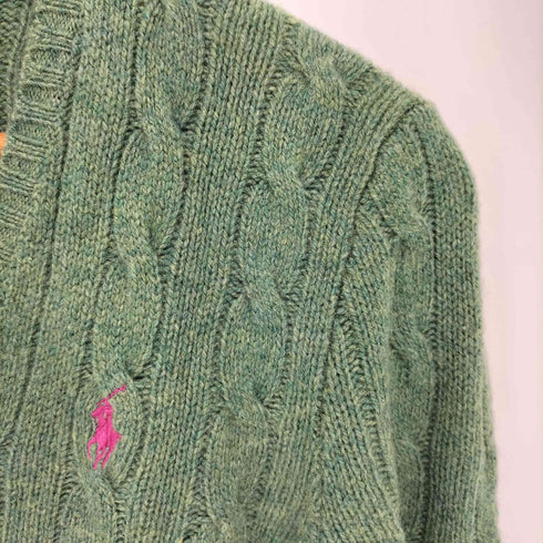 ポロラルフローレン POLO RALPH LAUREN 現行タグ ポニー刺繍 ウールカシミヤ Vネック ケーブルニット メンズ import:S