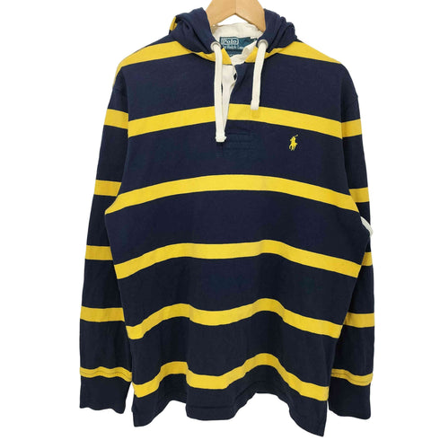 ポロバイラルフローレン Polo by RALPH LAUREN CUSTOM FIT ポニー刺繍 フーデッド ボーダー ラガーシャツ メンズ import:XL