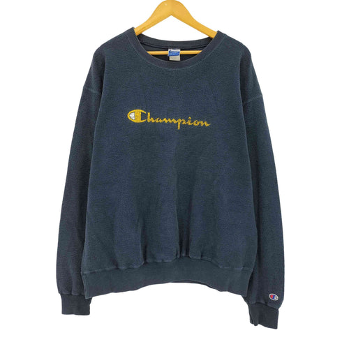 チャンピオン Champion 90s 青タグ ロゴ刺繍 インサイドアウト クルーネックトレーナー メンズ import:XXL