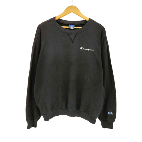 チャンピオン Champion 90s USA製 青タグ ロゴ刺繍 前V クルーネックスウェット ボックスシルエット メンズ import:L
