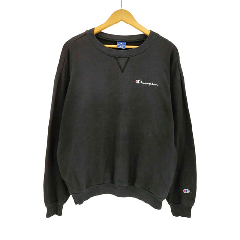 チャンピオン Champion 90s USA製 青タグ ロゴ刺繍 前V クルーネックスウェット ボックスシルエット メンズ import:L