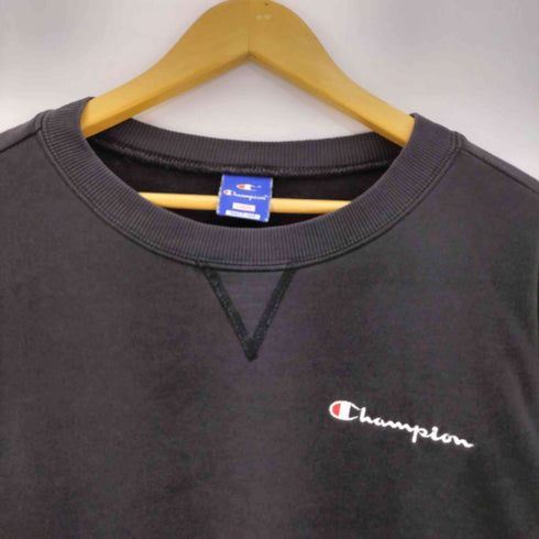 チャンピオン Champion 90s USA製 青タグ ロゴ刺繍 前V クルーネックスウェット ボックスシルエット メンズ import:L