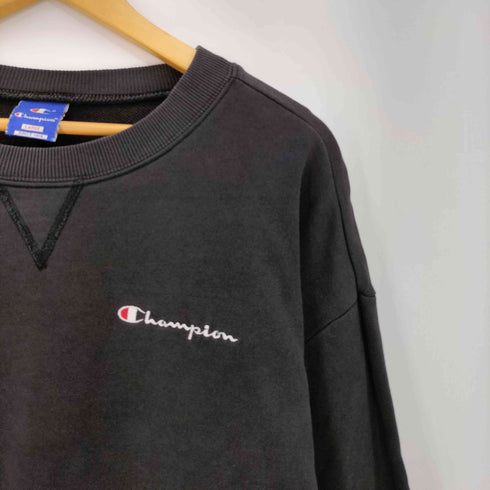 チャンピオン Champion 90s USA製 青タグ ロゴ刺繍 前V クルーネックスウェット ボックスシルエット メンズ import:L