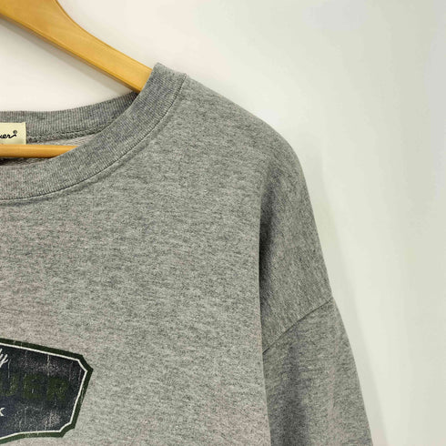 エディーバウアー Eddie Bauer 90-00s USA製 白タグ プリント クルーネックスウェット メンズ import:XXL