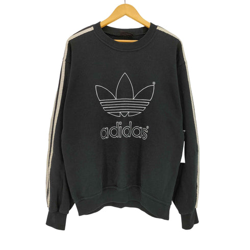 アディダス adidas 80-90s 万国旗タグ トレフォイルロゴ刺繍 3ライン クルーネックスウェット メンズ