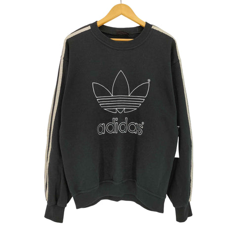 アディダス adidas 80-90s 万国旗タグ トレフォイルロゴ刺繍 3ライン クルーネックスウェット メンズ
