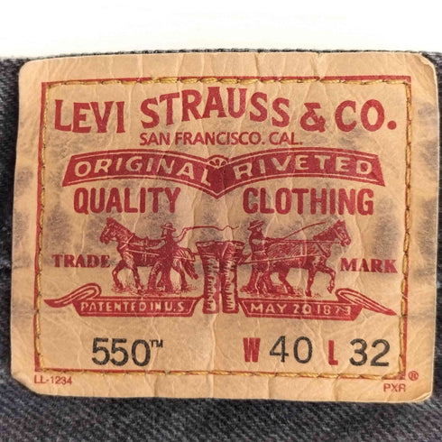 リーバイス Levis 00s メキシコ製 ボタン裏4002 550 RELAXED FIT 後染めブラック デニム メンズ W40 L32