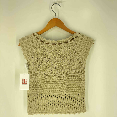 バーバリーブルーレーベル BURBERRY BLUE LABEL かぎ編み リボン 半袖ニット レディース import:M