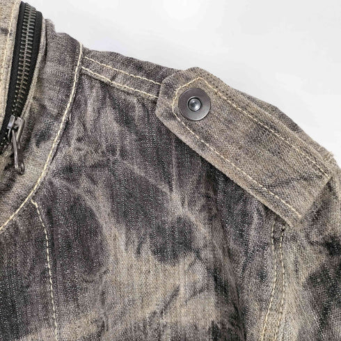 VENTINA 襟ジップ 丸ポケ ケミカル加工 多連ジップ デニムジャケット Y2K メンズ LL