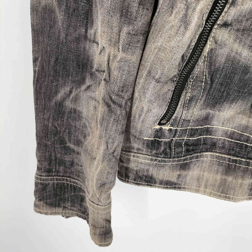 VENTINA 襟ジップ 丸ポケ ケミカル加工 多連ジップ デニムジャケット Y2K メンズ LL