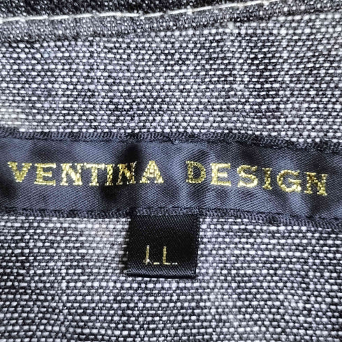 VENTINA 襟ジップ 丸ポケ ケミカル加工 多連ジップ デニムジャケット Y2K メンズ LL