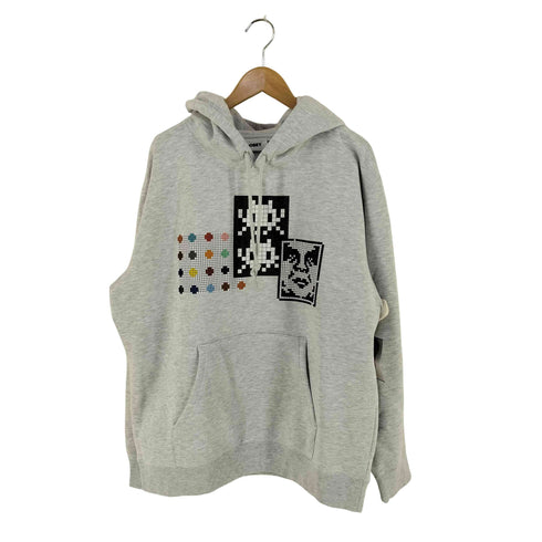 オベイ OBEY TRIPLE TROUBLE OBEY INVADER HOODIE メンズ L