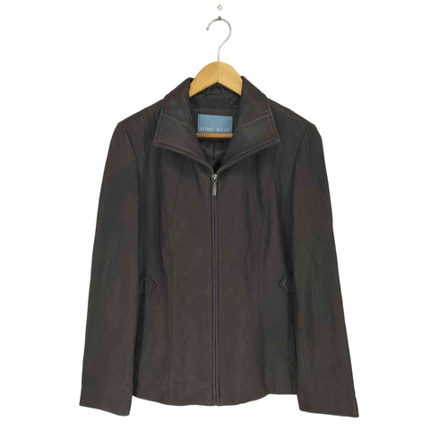 NINE WEST lamb leather ジップアップレザージャケット レディース JPN:M