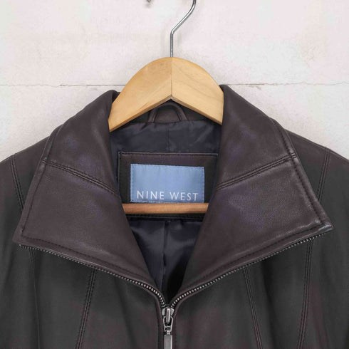 NINE WEST lamb leather ジップアップレザージャケット レディース JPN:M