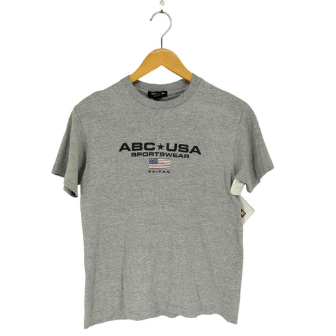 ABC USA USA製 袖裾シングル両面プリントクルーネックTシャツ Y2K レディース S
