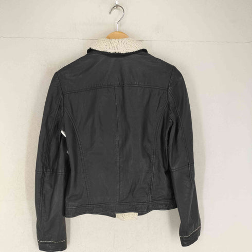 NAFNAF lamb leather ニット切替ラムレザーダブルライダースジャケット メンズ 38