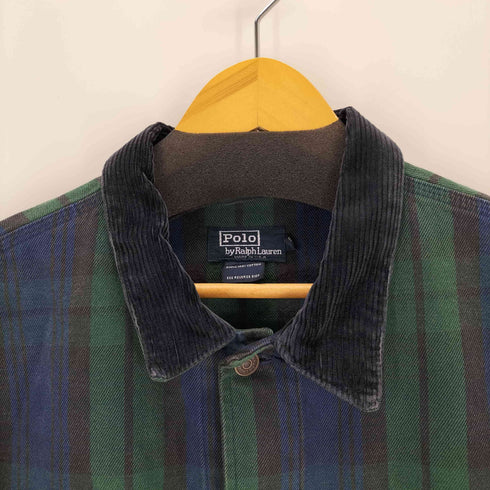 ポロバイラルフローレン Polo by RALPH LAUREN 90s USA製 襟コーデュロイ ブラックウォッチ トラッカージャケット メンズ import:L