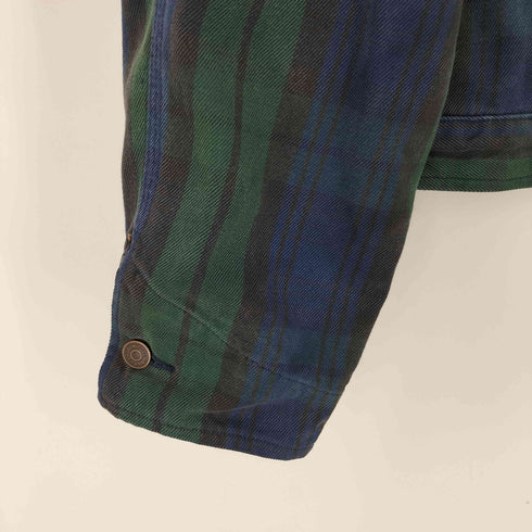 ポロバイラルフローレン Polo by RALPH LAUREN 90s USA製 襟コーデュロイ ブラックウォッチ トラッカージャケット メンズ import:L