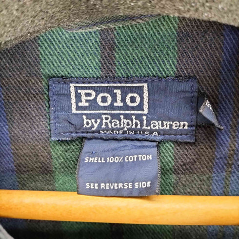 ポロバイラルフローレン Polo by RALPH LAUREN 90s USA製 襟コーデュロイ ブラックウォッチ トラッカージャケット メンズ import:L