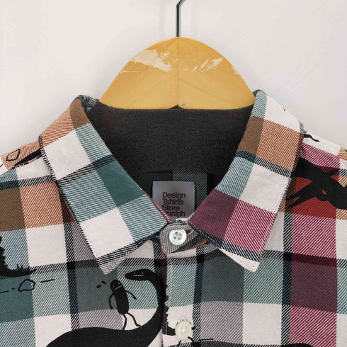 デザインティーシャツストアグラニフ Design Tshirts Store graniph ビューティフルシャドー ダイナソー チェック シャツ メンズ JPN:S