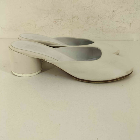 エムエムシックスメゾンマルジェラ MM6 Maison Margiela ホワイトレザーミュール レディース 37 1/2