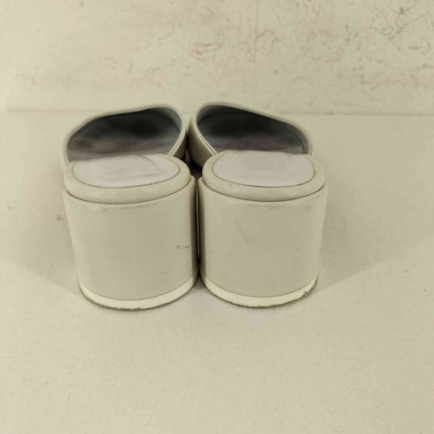 エムエムシックスメゾンマルジェラ MM6 Maison Margiela ホワイトレザーミュール レディース 37 1/2