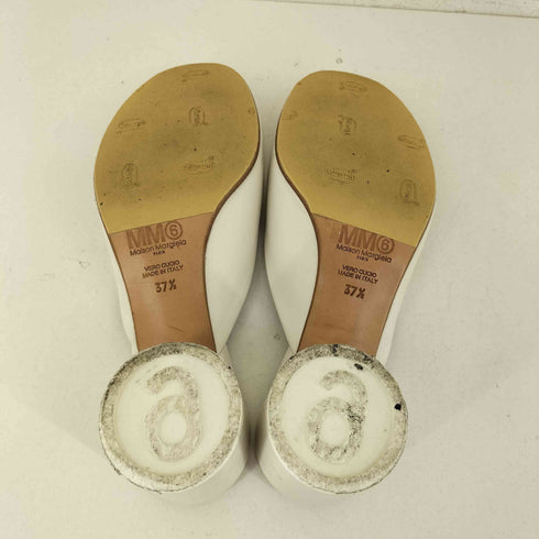エムエムシックスメゾンマルジェラ MM6 Maison Margiela ホワイトレザーミュール レディース 37 1/2