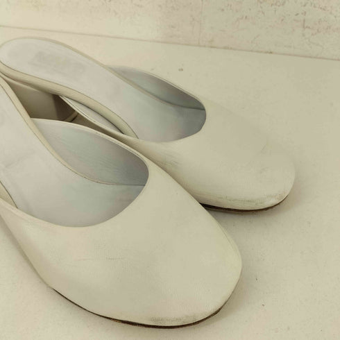 エムエムシックスメゾンマルジェラ MM6 Maison Margiela ホワイトレザーミュール レディース 37 1/2