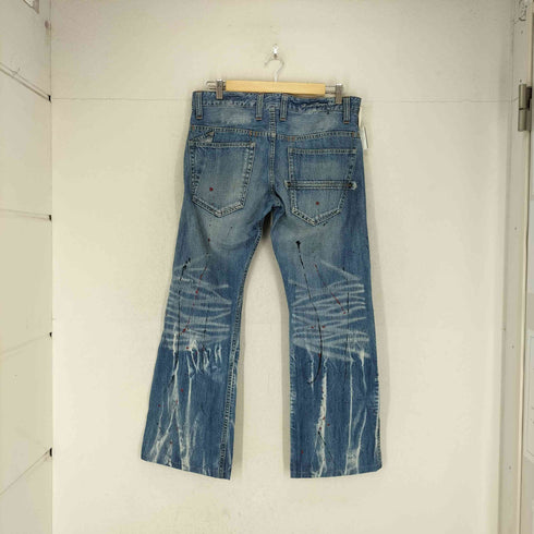 ROOT THREE STYLE ペンキデザインセミフレアデニムパンツ Y2K メンズ L
