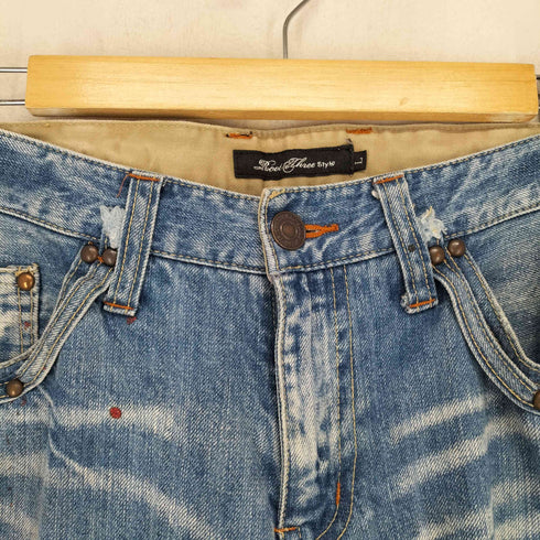 ROOT THREE STYLE ペンキデザインセミフレアデニムパンツ Y2K メンズ L