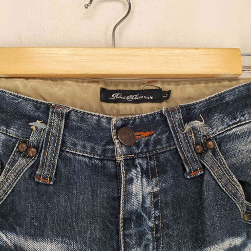 ROOT THREE STYLE ペンキデザインセミフレアデニムパンツ Y2K メンズ L