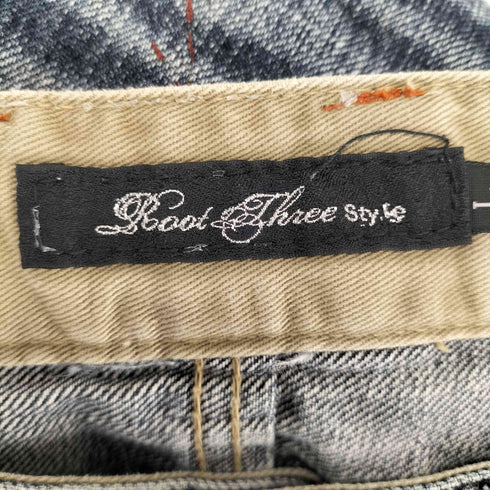 ROOT THREE STYLE ペンキデザインセミフレアデニムパンツ Y2K メンズ L