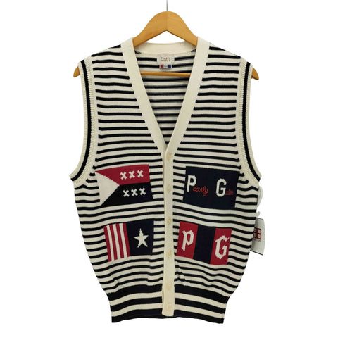 パーリーゲイツ PEARLY GATES ロゴデザイン ボーダーニットベスト メンズ import:M