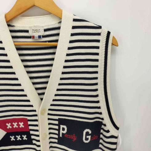 パーリーゲイツ PEARLY GATES ロゴデザイン ボーダーニットベスト メンズ import:M
