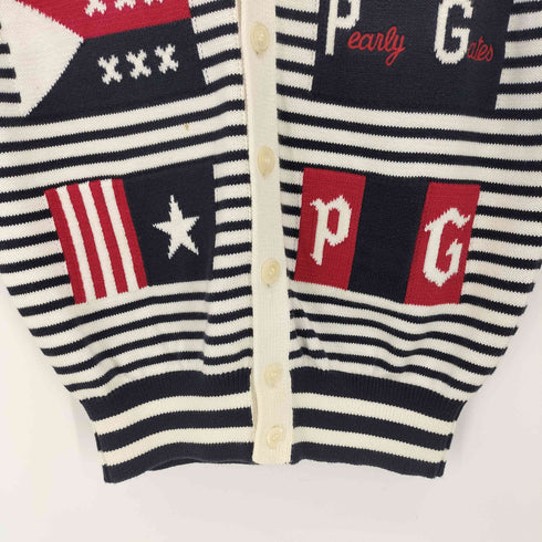 パーリーゲイツ PEARLY GATES ロゴデザイン ボーダーニットベスト メンズ import:M