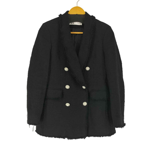 ザラ ZARA ビジューボタン ツイード ダブルテーラードジャケット レディース import:S