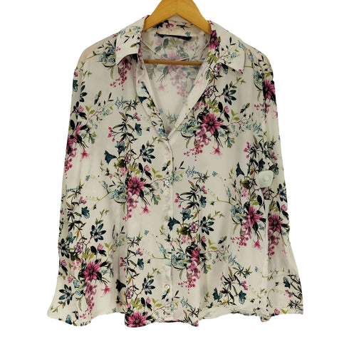 ザラ ZARA フラワープリント オープンカラー L/S シャツ メンズ JPN:L