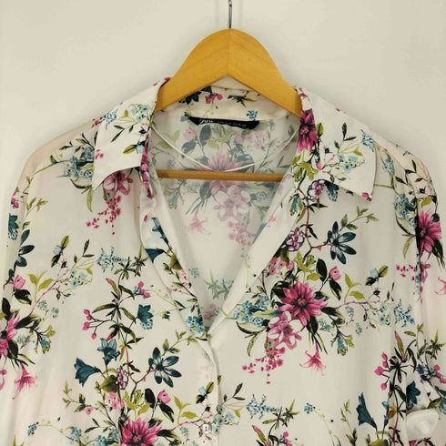 ザラ ZARA フラワープリント オープンカラー L/S シャツ メンズ JPN:L