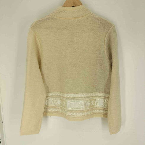 FIELD FG GEAR オーストラリア製 フラワーモチーフ刺繍 チャイナボタン ウール カーディガン レディース PS