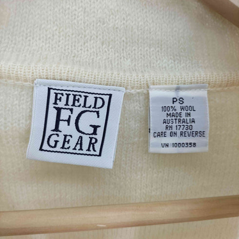 FIELD FG GEAR オーストラリア製 フラワーモチーフ刺繍 チャイナボタン ウール カーディガン レディース PS