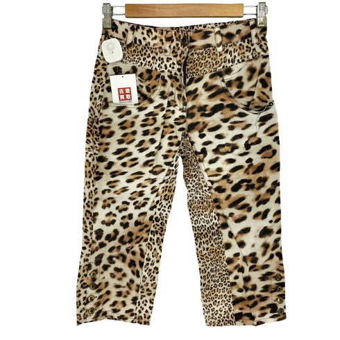 ロベルトカヴァリ roberto cavalli CLASS レオパード クロップド デニムパンツ レディース EUR:38