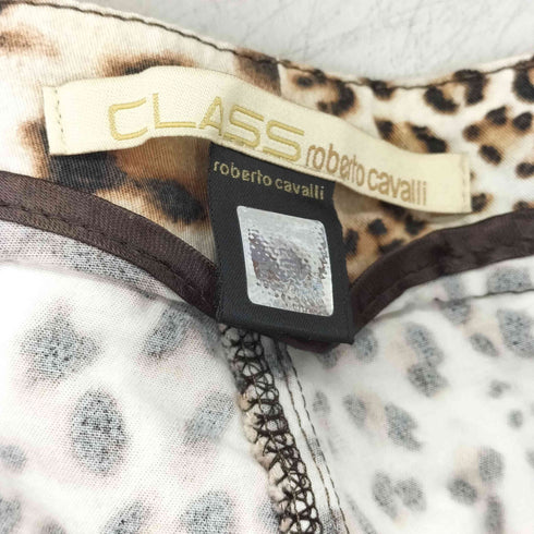 ロベルトカヴァリ roberto cavalli CLASS レオパード クロップド デニムパンツ レディース EUR:38