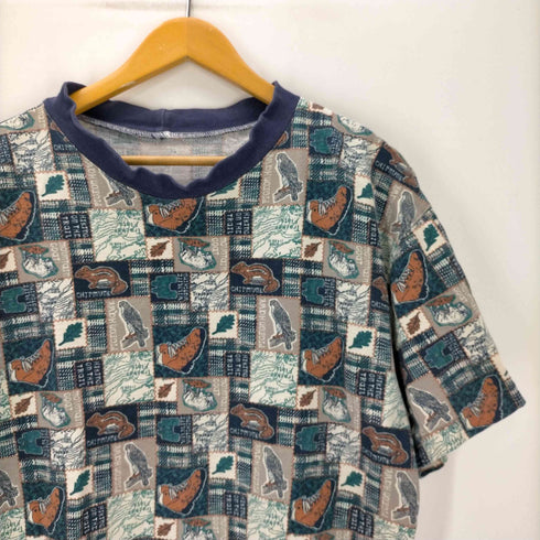 アニマル シューズ 総柄 Tシャツ メンズ