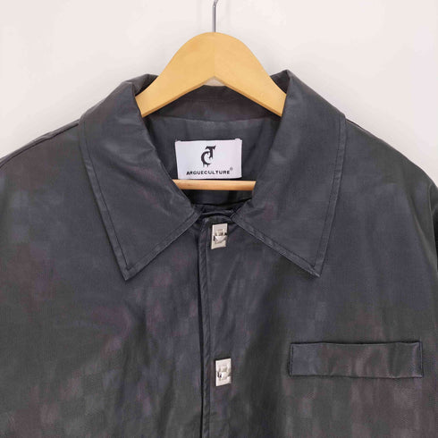 deuku ブロックチェック PUレザー スナップボタン ジャケット メンズ