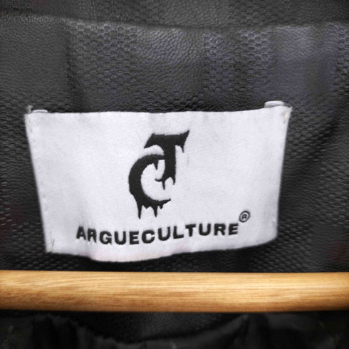 deuku ブロックチェック PUレザー スナップボタン ジャケット メンズ